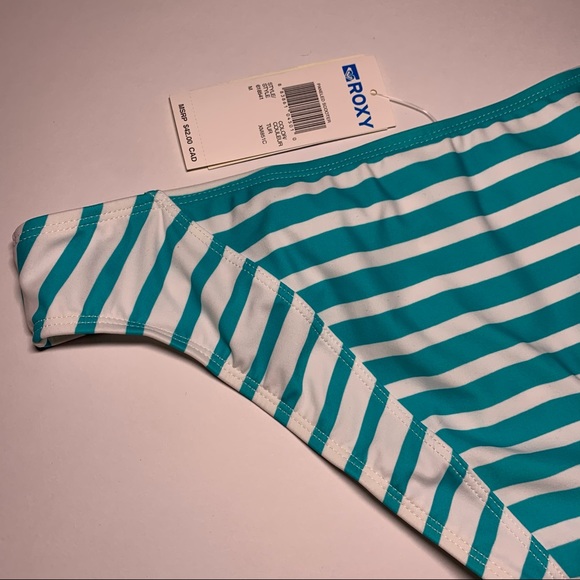 Sz. Med Roxy turquoise white stripe NWT bikini bottom - Picture 3 of 12